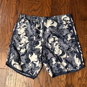 American Eagle Men's Large  Swim Shorts in Navy & White  tie waist liner pocket